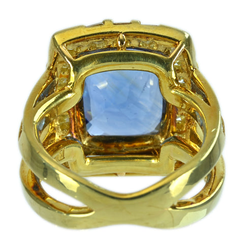 [Pre-owned] 18K Yellow Gold Sapphire Ring with Sri Lankan Sapphire, S8.26ct, D3.15ct, GIA Certificate, 13.8g, #13 