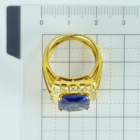 [Pre-owned] 18K Yellow Gold Sapphire Ring with Sri Lankan Sapphire, S8.26ct, D3.15ct, GIA Certificate, 13.8g, #13 