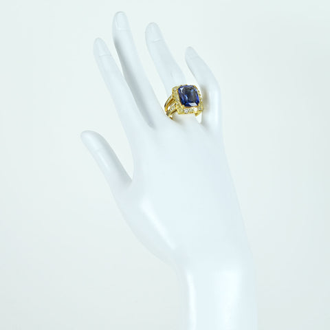 [Pre-owned] 18K Yellow Gold Sapphire Ring with Sri Lankan Sapphire, S8.26ct, D3.15ct, GIA Certificate, 13.8g, #13 