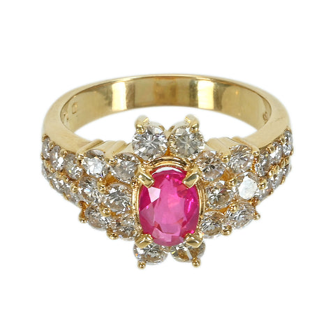 【中古】K18YG ピンクサファイアリング PS1.10ct D1.64ct 7.3g #12