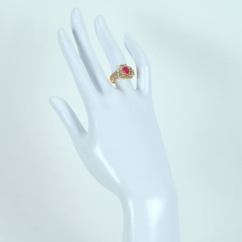 【中古】K18YG ピンクサファイアリング PS1.10ct D1.64ct 7.3g #12