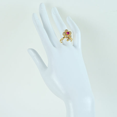 【中古】K18YG RUBY ルビーリング R0.47ct Diamonds 5.6g #13.5