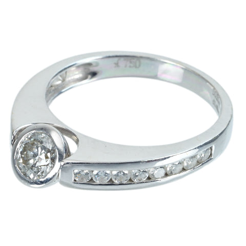 【中古】K18WG DIAMOND RING ダイヤモンドリング D0.51ct D0.48ct 5.3g #16.5