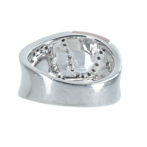 【中古】K18WG/シェル ダイヤモンドリング D0.20ct 6.5g #9