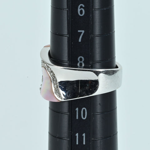 【中古】K18WG/シェル ダイヤモンドリング D0.20ct 6.5g #9