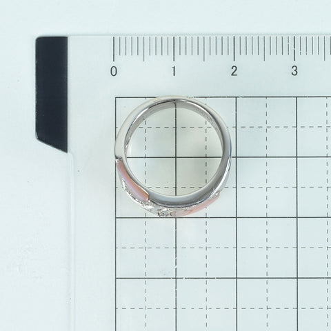 【中古】K18WG/シェル ダイヤモンドリング D0.20ct 6.5g #9