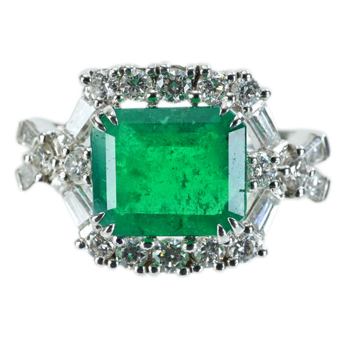 【中古】K18WG EMERALD RING エメラルドリング E2.218ct D0.86ct 6.4g #14