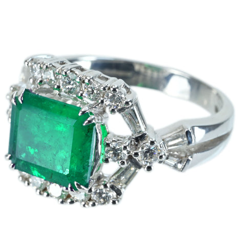 【中古】K18WG EMERALD RING エメラルドリング E2.218ct D0.86ct 6.4g #14
