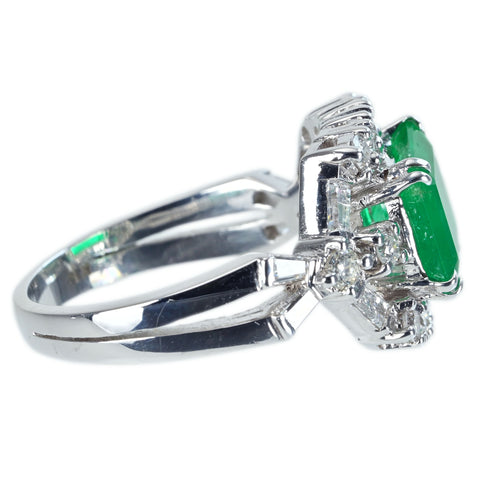 【中古】K18WG EMERALD RING エメラルドリング E2.218ct D0.86ct 6.4g #14