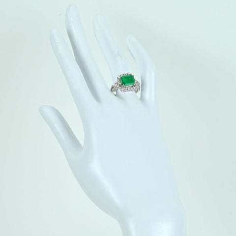 【中古】K18WG EMERALD RING エメラルドリング E2.218ct D0.86ct 6.4g #14