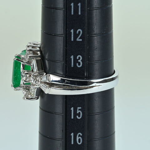 【中古】K18WG EMERALD RING エメラルドリング E2.218ct D0.86ct 6.4g #14