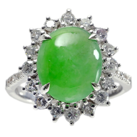 【中古】K18WG JADEITE ヒスイリング J4.69ct D0.88ct 6.0g #13