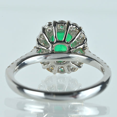 【中古】K18WG EMERALD エメラルドリング E0.886ct D0.58ct 4.0g #12.5
