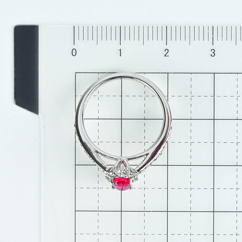 【中古】K18WG RUBYモザンビーク産非加熱ルビーリング R0.99ct D0.52ct GRS鑑別書 3.9g #13