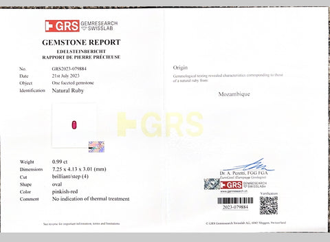 【中古】K18WG RUBYモザンビーク産非加熱ルビーリング R0.99ct D0.52ct GRS鑑別書 3.9g #13
