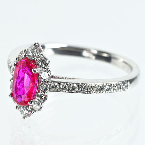 【中古】K18WG RUBYモザンビーク産非加熱ルビーリング R0.99ct D0.52ct GRS鑑別書 3.9g #13