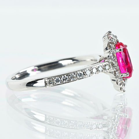 【中古】K18WG RUBYモザンビーク産非加熱ルビーリング R0.99ct D0.52ct GRS鑑別書 3.9g #13