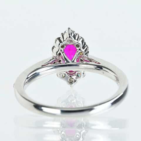 【中古】K18WG RUBYモザンビーク産非加熱ルビーリング R0.99ct D0.52ct GRS鑑別書 3.9g #13