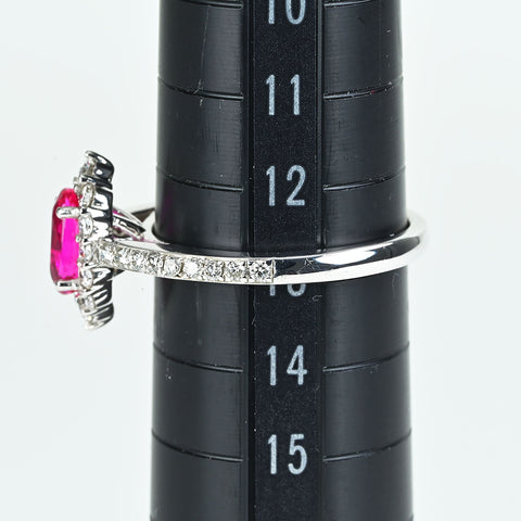 【中古】K18WG RUBYモザンビーク産非加熱ルビーリング R0.99ct D0.52ct GRS鑑別書 3.9g #13