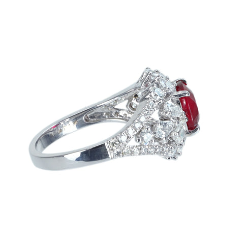 【中古】K18WG RUBY RING モザンビーク産非加熱ルビーリング R2.04ct D1.36ct GRS鑑別書 4.2g ＃13