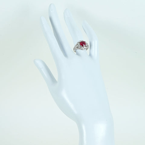 【中古】K18WG RUBY RING モザンビーク産非加熱ルビーリング R2.04ct D1.36ct GRS鑑別書 4.2g ＃13