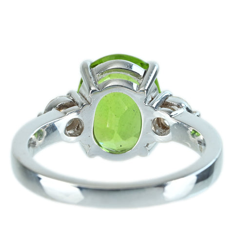 【中古】K18WG PERIDOT RING ペリドットリング P4.25ct D0.40ct 6.5g 13.5