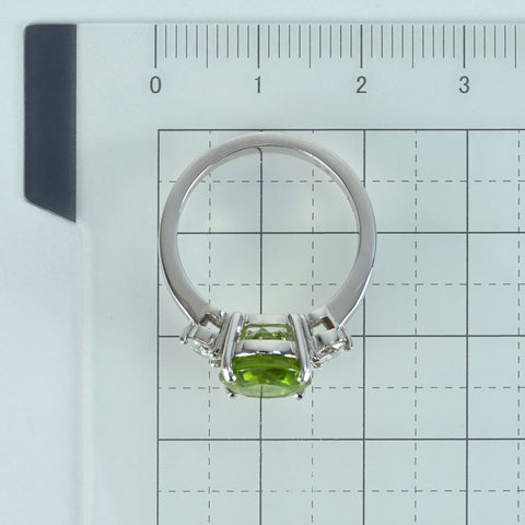 【中古】K18WG PERIDOT RING ペリドットリング P4.25ct D0.40ct 6.5g 13.5