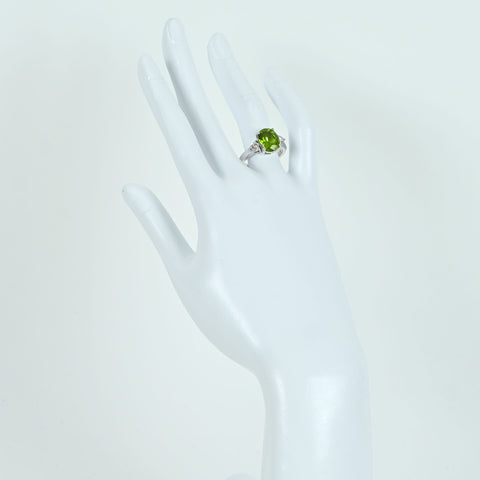 【中古】K18WG PERIDOT RING ペリドットリング P4.25ct D0.40ct 6.5g 13.5