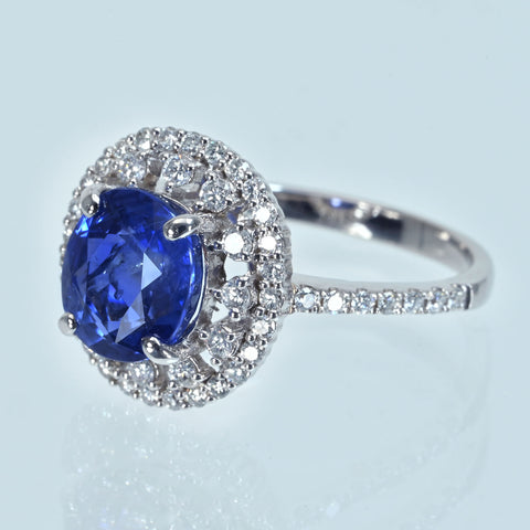 【中古】 K18WG SAPPHIRE サファイアリング S3.24ct D0.51ct 4.5g #13