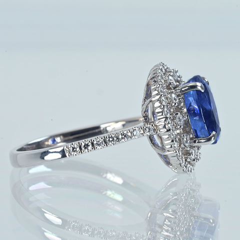 【中古】 K18WG SAPPHIRE サファイアリング S3.24ct D0.51ct 4.5g #13