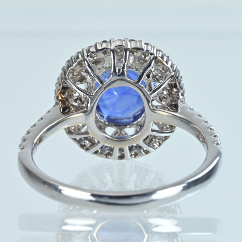 【中古】 K18WG SAPPHIRE サファイアリング S3.24ct D0.51ct 4.5g #13