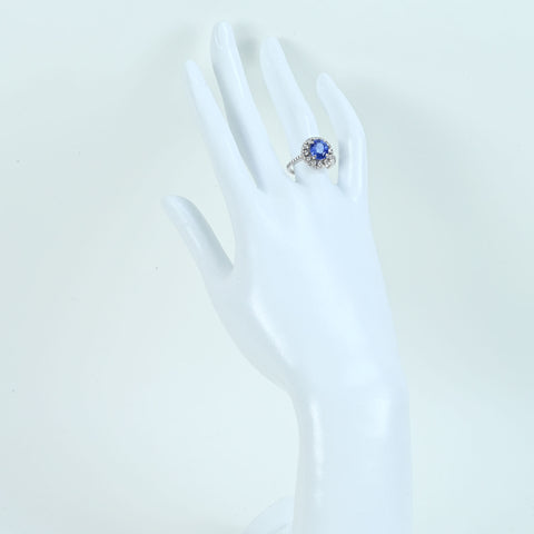 【中古】 K18WG SAPPHIRE サファイアリング S3.24ct D0.51ct 4.5g #13