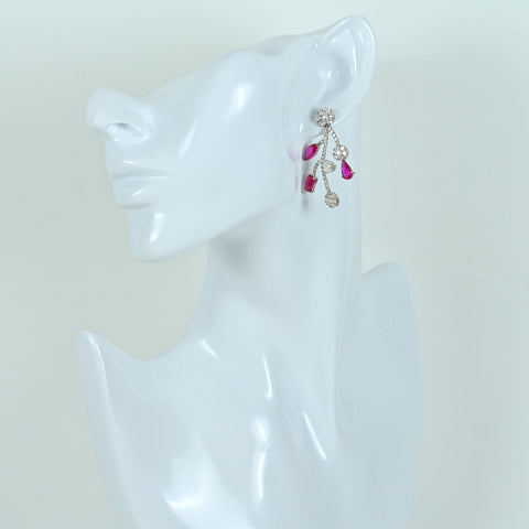 【中古】K18WG RUBY EARRING モザンビーク産非加熱ルビーピアス R6.73ct D3.46ct AIGS鑑別書 11.5g