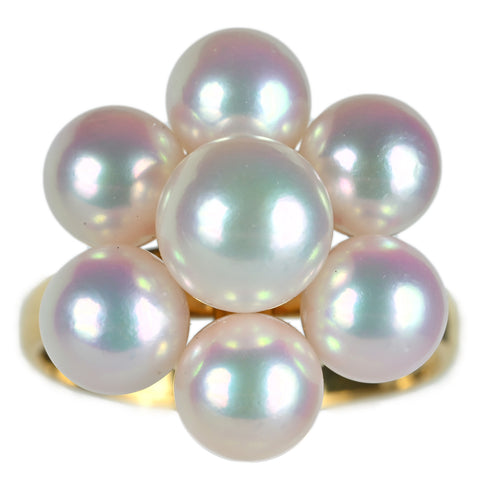 【中古】K18YG AKOYA PEARL アコヤパールリング 6.5-7.5mm 6.8g #15.5