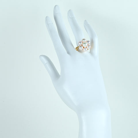 【中古】K18YG AKOYA PEARL アコヤパールリング 6.5-7.5mm 6.8g #15.5