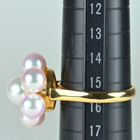 【中古】K18YG AKOYA PEARL アコヤパールリング 6.5-7.5mm 6.8g #15.5
