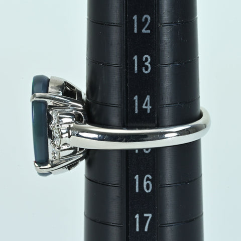 【中古】PT900 BLACK OPALブラックオパールリング BO4.65ct D0.34ct 11.6g #15