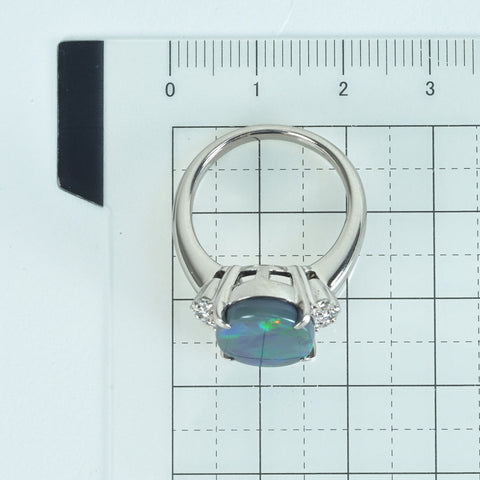 【中古】PT900 BLACK OPALブラックオパールリング BO4.65ct D0.34ct 11.6g #15