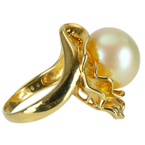 【中古】K18YG SOUTH SEA PEARL RING 南洋パールリングP13.5mm  鑑別書 13.8g #14