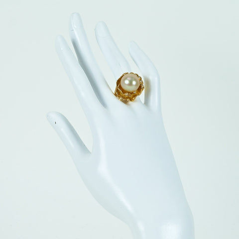 【中古】K18YG SOUTH SEA PEARL RING 南洋パールリングP13.5mm  鑑別書 13.8g #14