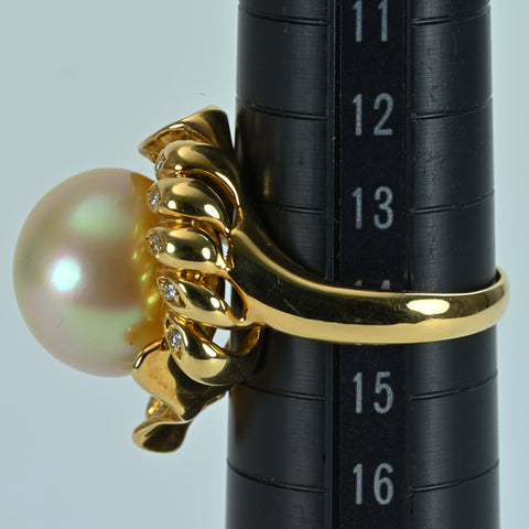 【中古】K18YG SOUTH SEA PEARL RING 南洋パールリングP13.5mm  鑑別書 13.8g #14