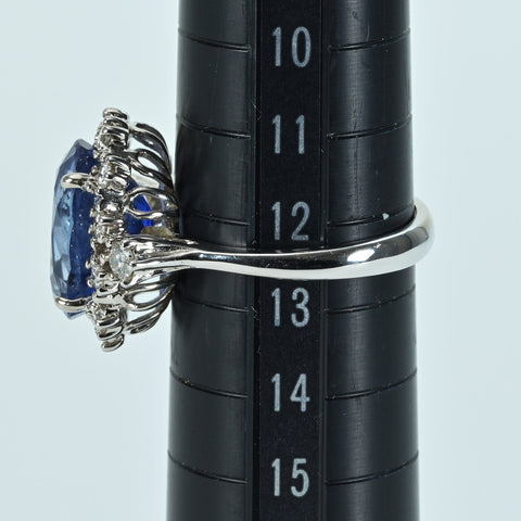 Pre-owned 18K White Gold Sapphire Ring, Sri Lankan Sapphire 7.82ct, D0.59ct, GRS Certificate, 6.6g, #12.5