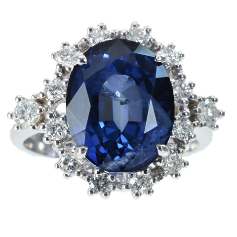 【中古】K18WG SAPPHIRE RING スリランカ産サファイアリング S7.82ct D0.59ct GRS鑑別書 6.6g #12.5