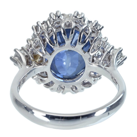 Pre-owned 18K White Gold Sapphire Ring, Sri Lankan Sapphire 7.82ct, D0.59ct, GRS Certificate, 6.6g, #12.5