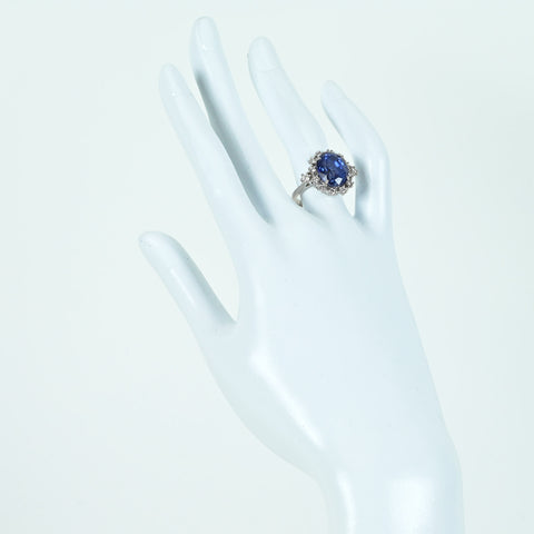 Pre-owned 18K White Gold Sapphire Ring, Sri Lankan Sapphire 7.82ct, D0.59ct, GRS Certificate, 6.6g, #12.5