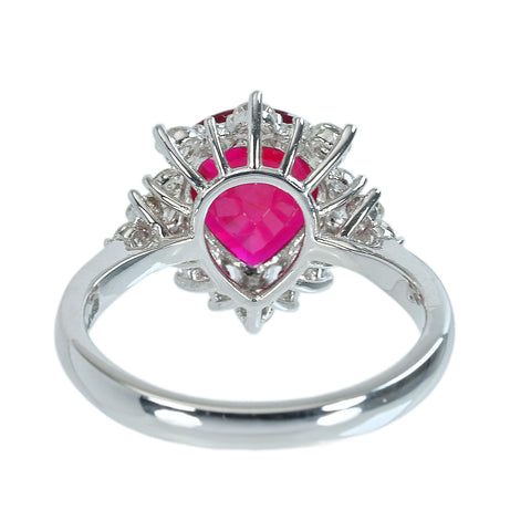 Pre-owned 18K White Gold Ruby Ring, Unheated Mozambique Ruby, 2.33ct R, 0.68ct D, GRS Certificate, 4.4g, #12.5 