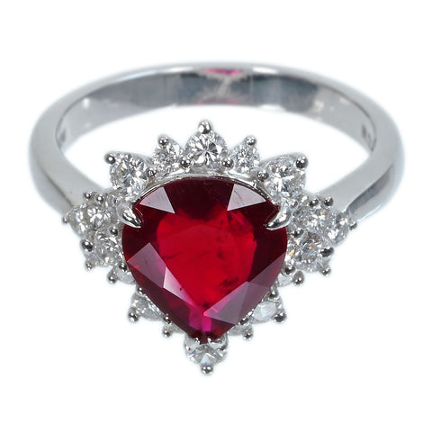 【中古】 K18WG RUBYモザンビーク産非加熱ルビーリング R2.33ct D0.68ct GRS鑑別書 4.4g #12.5