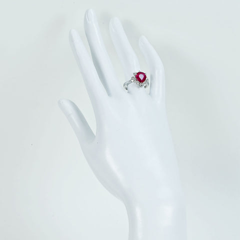 Pre-owned 18K White Gold Ruby Ring, Unheated Mozambique Ruby, 2.33ct R, 0.68ct D, GRS Certificate, 4.4g, #12.5 