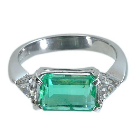 【中古】K18WG EMERALDコロンビア産 ノンオイル エメラルドリング E3.06ct D0.48ct GIA鑑別書 6.8g