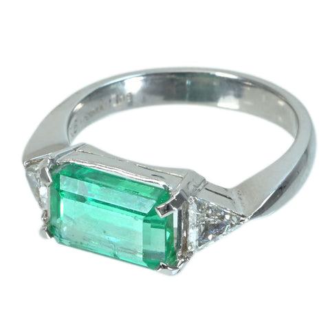 【中古】K18WG EMERALDコロンビア産 ノンオイル エメラルドリング E3.06ct D0.48ct GIA鑑別書 6.8g
